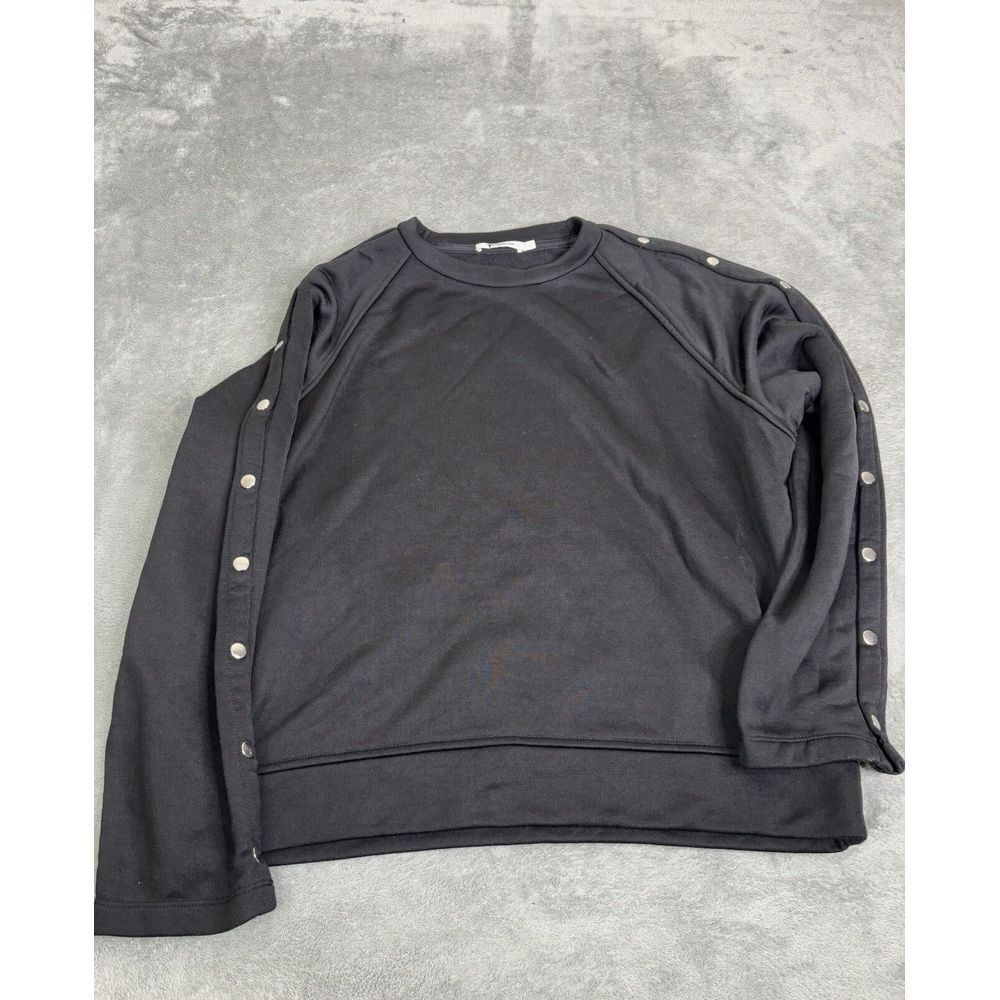 Alexander Wang Black Sweatshirt with Silver Button Accents